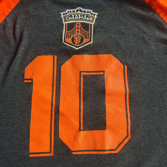 SF Giants Shirt Adult Medium Orange Gray Raglan Baseball MLB 2010 - Picture 5 of 12
